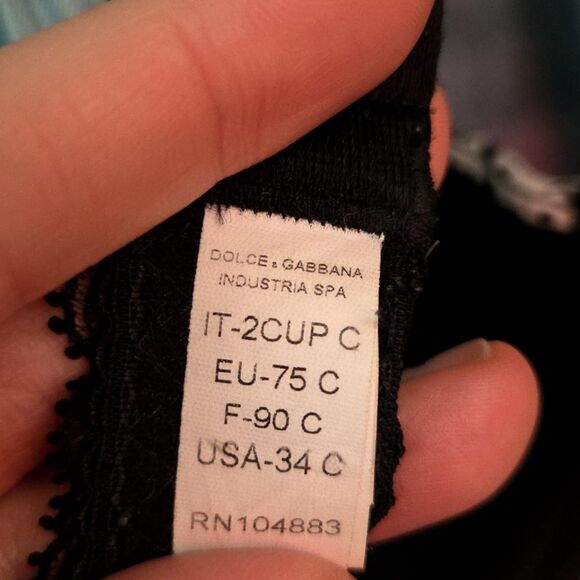 DOLCE & GABBANA Floral Bra Black‎ White Womens Size 34C - Picture 9 of 9